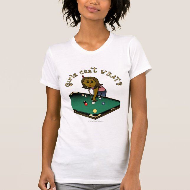 Dark Female Billiards Player T-Shirt (Front)