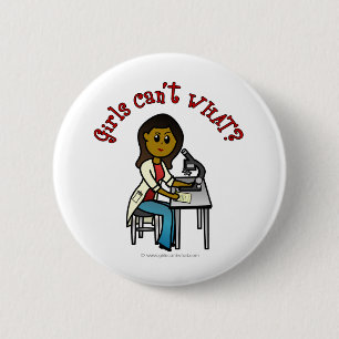 Dark Female Scientist Pinback Button