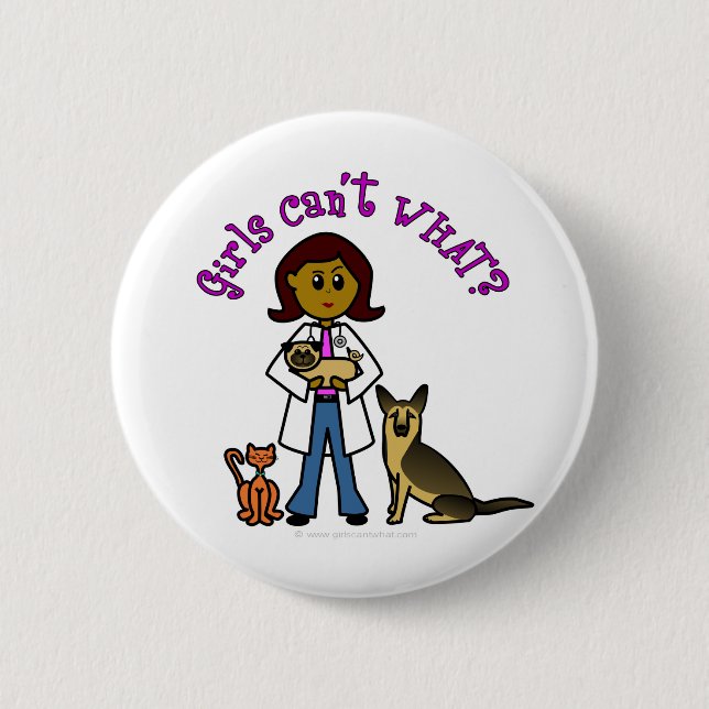 Dark Female Veterinarian Button (Front)