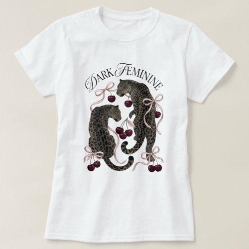 Dark Feminine Cheetah Print & Ribbon Bows T-Shirt