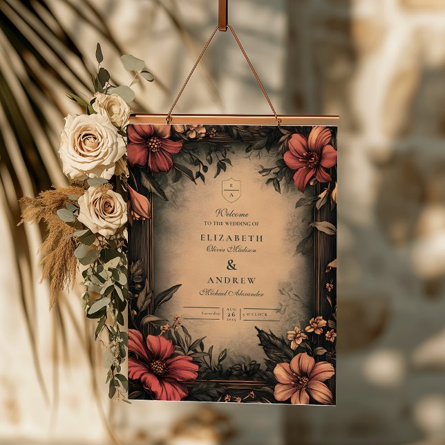 Dark Floral Art Nouveau Wedding Invitation Foam Board (Creator Uploaded)