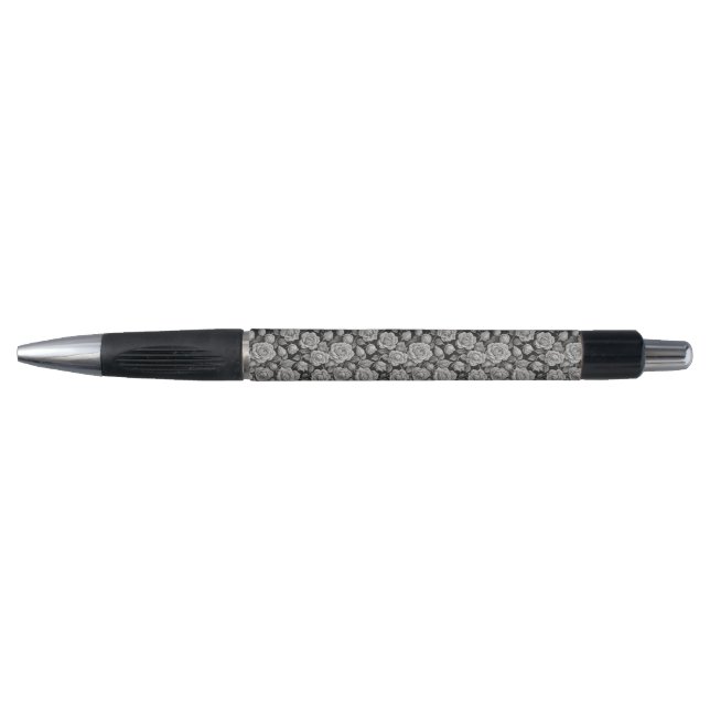 Dark Floral Black Grey Roses Aesthetic Pen (Front)