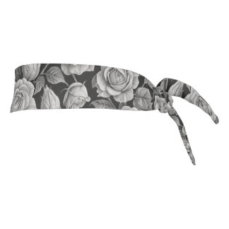 Dark Floral Black Grey Roses Aesthetic Tie Headband