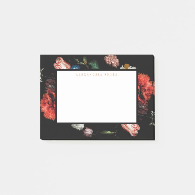 Dark Floral Black Personalized Notes (Front)