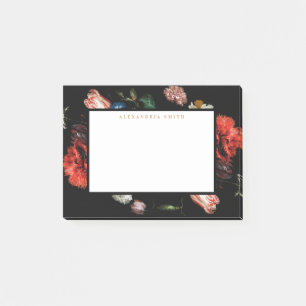 Dark Floral Black Personalized Post-it Notes