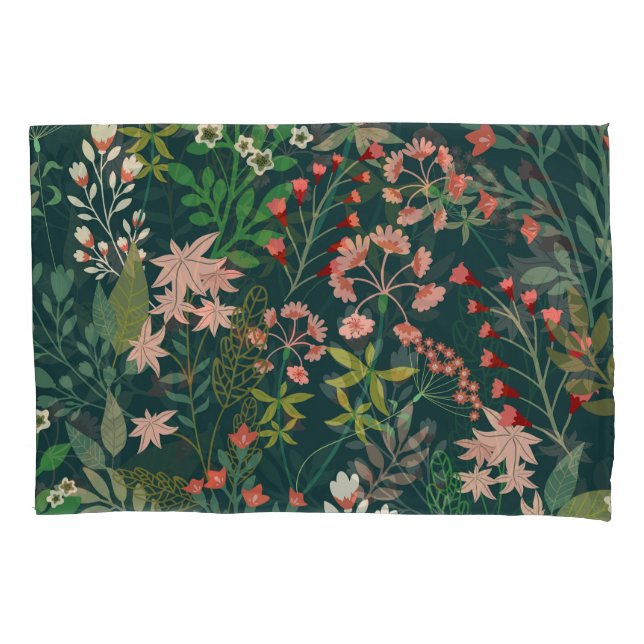 Dark Floral Botanical Seamless Pattern Pillow Case (Front)