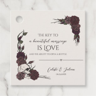 Dark Floral Bottle Opener Wedding Gift Favor Tag