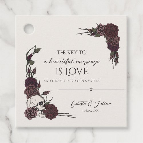Dark Floral Bottle Opener Wedding Gift Favor Tag
