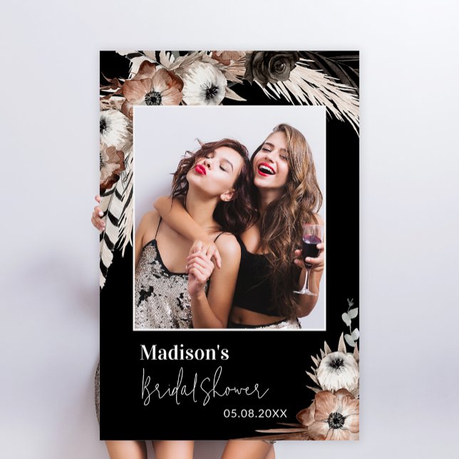 Dark Floral Bridal Shower Selfie Frame Photo Prop  Foam Board (Creator Uploaded)