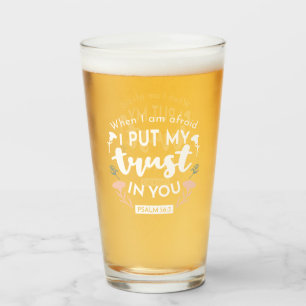 Dark Floral Christian Art - Psalm 56:3 Glass