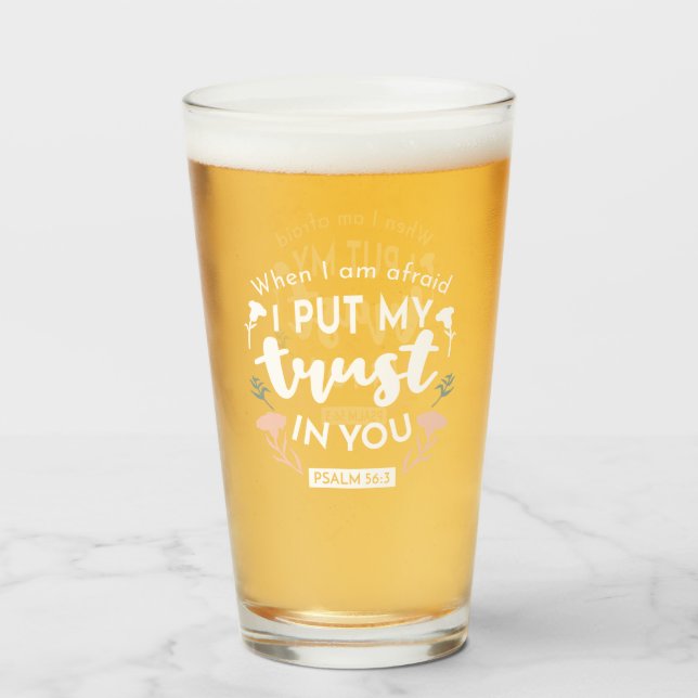 Dark Floral Christian Art - Psalm 56:3  Glass (Front Filled)