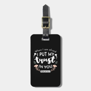 Dark Floral Christian Art - Psalm 56:3 Luggage Tag