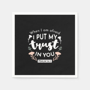Dark Floral Christian Art - Psalm 56:3 Napkins
