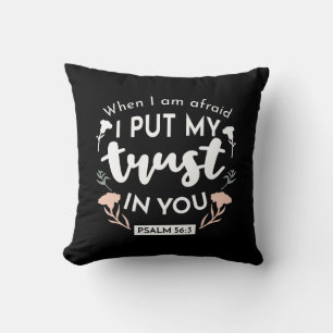 Dark Floral Christian Art - Psalm 56:3  Throw Pillow