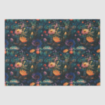 Dark Floral Cottage Garden Tissue Paper