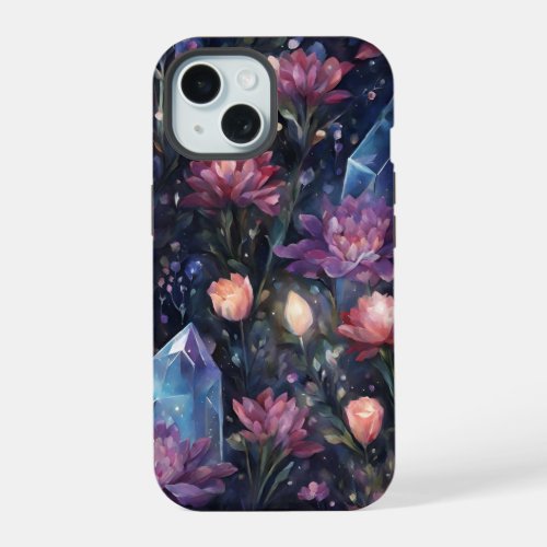 Dark Floral Crystal  iPhone 15 Case