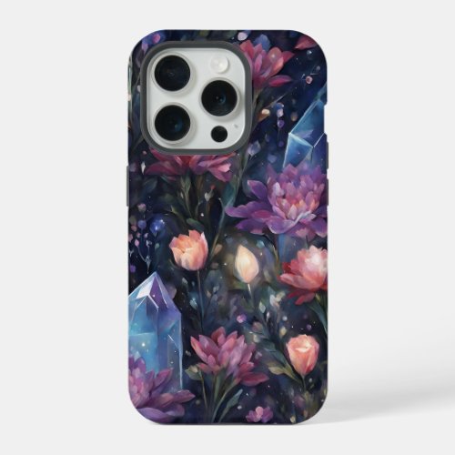 Dark Floral Crystal  iPhone 15 Pro Case