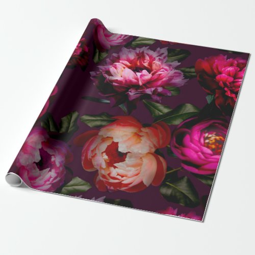 Dark floral dream wrapping paper