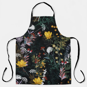 Dark Floral Garden: Blooming Night Pattern Apron