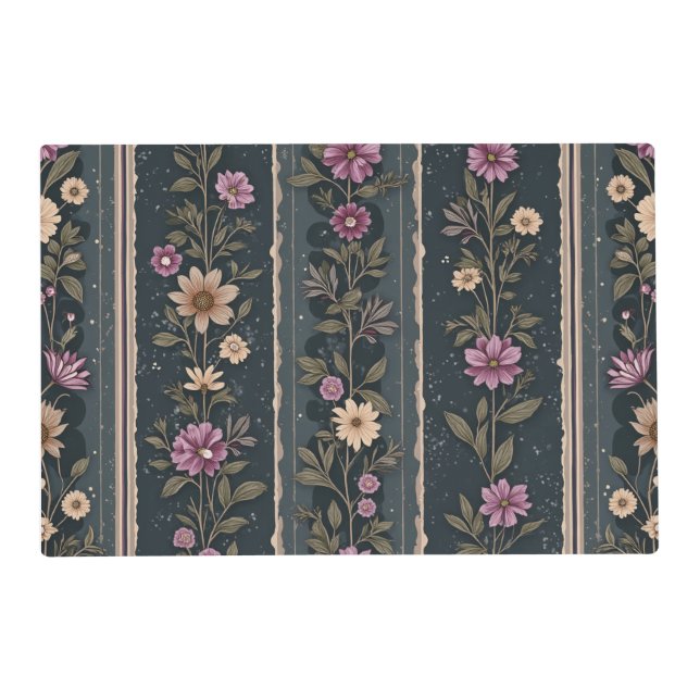 Dark Floral Garden table placemat (Front)