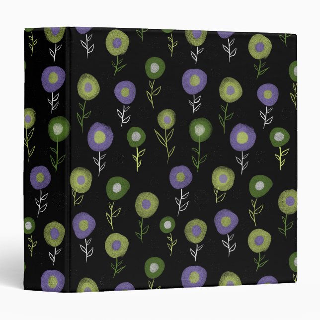 Dark Floral Goth Pattern 3 Ring Binder (Front/Spine)