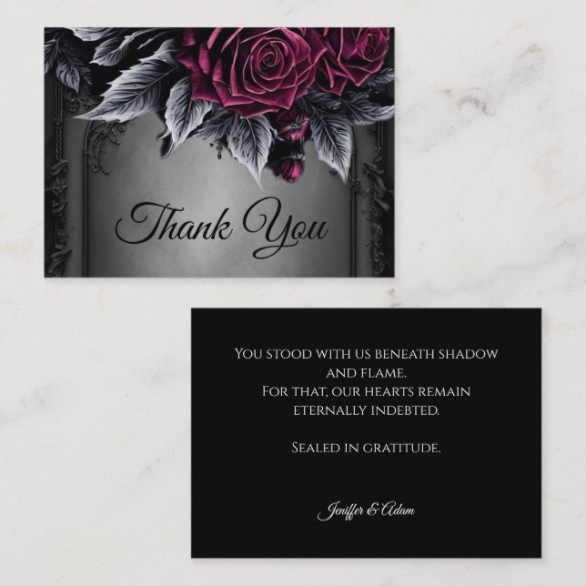 Dark Floral Gothic AlternativeHalloween wedding Note Card (Front/Back)