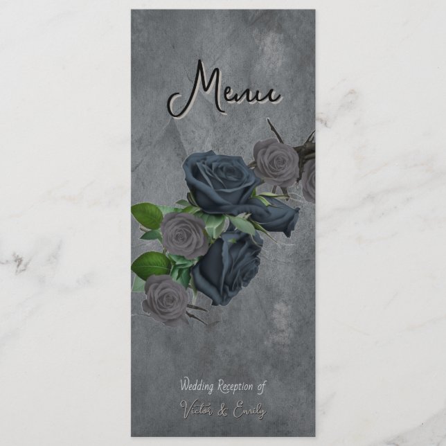 Dark Floral Gothic Style Wedding  Menu