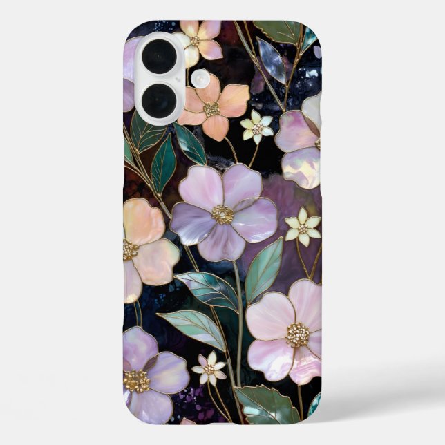 Dark Floral iPhone Case Elegant Gold Flower (Back)