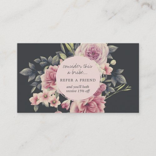 Dark Floral Logo Referral Card