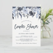 Dark Floral | Modern Watercolor Couples Shower Invitation (Standing Front)