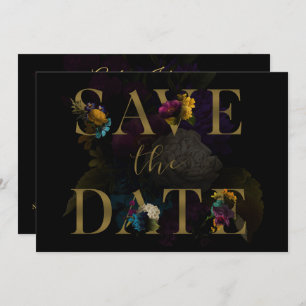 Dark Floral Moody Monogram Wedding Save The Date Invitation