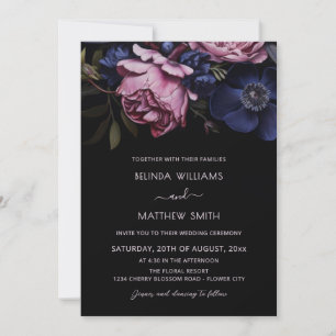 Dark Floral Moody   Photo Wedding Invitation