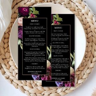 Dark Floral Moody Wedding Menu