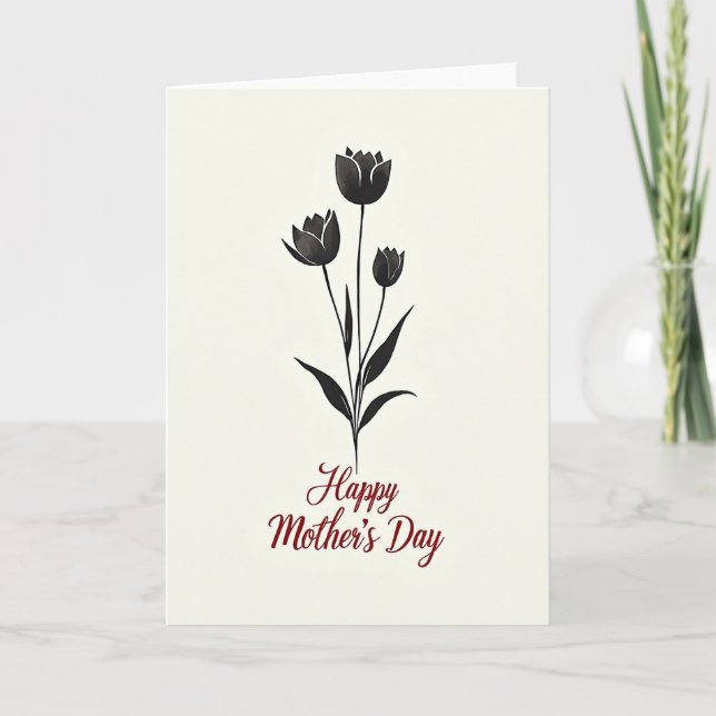 Dark Floral Mothers Day Card (Front)