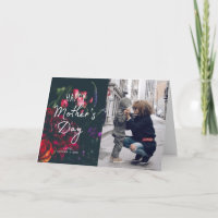 Dark Floral Mother's Day Photo Card