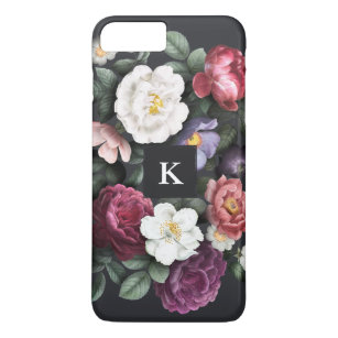 Dark Floral on Black   Monogram iPhone 8 Plus/7 Plus Case