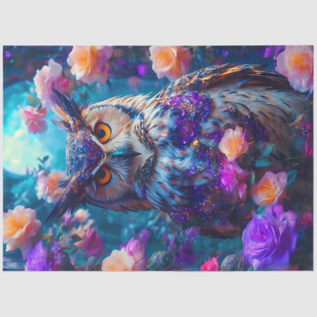 Dark Floral Owl Tissue Paper (Front)