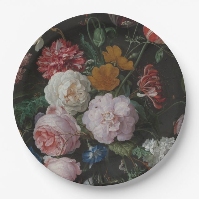 Dark Floral  Paper Plates (Front)