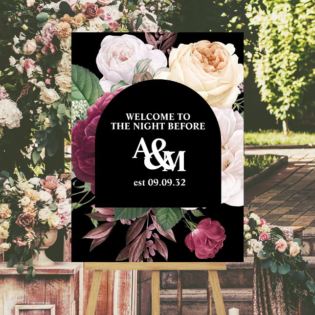 Dark Floral Rehersal Dinner Foam Board (Creator Uploaded)