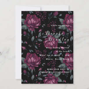 Dark Floral Romance Wedding Invitation