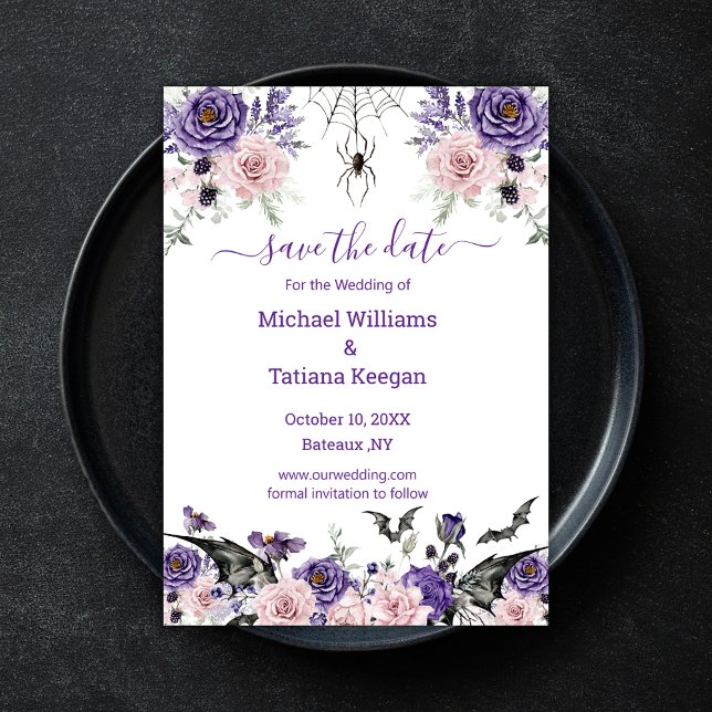 dark floral roses | moody victorian gothic wedding save the date (Creator Uploaded)