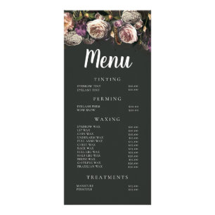 Dark Floral Salon Stylist Menu Shop Price List