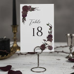 Dark Floral Skull Gothic Wedding Table Number Card<br><div class="desc">This Dark Floral Skull Gothic Wedding Table Number Card features two elegant gothic floral corner designs, with a subtly laughing skull accent in the lower corner for a refined dark romance touch. The center displays “Table” on one line with the table number below for a clean, balanced layout. Printed on...</div>