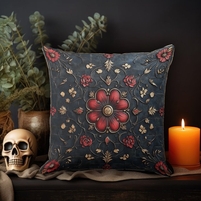 Dark Floral Throw Pillow (Creator Uploaded)
