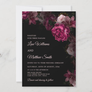 Dark Floral Transparent Wedding Acrylic Invitation