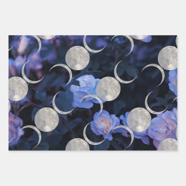 Dark Floral Triple Moon wrapping paper (Front 2)
