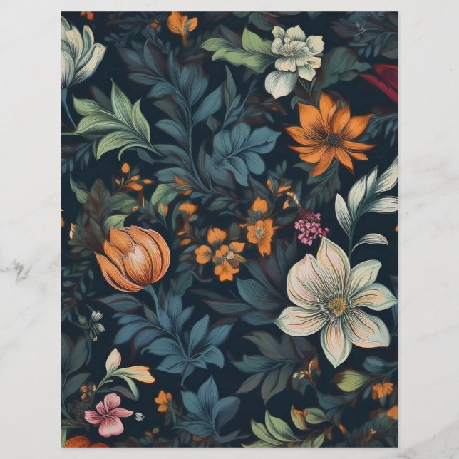 Dark Floral Vintage Stationary (Front)