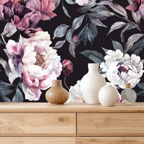 Dark Floral Watercolor Peony Wallpaper