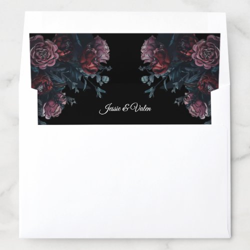 Dark Floral Wedding Gothic Black Elegant Envelope Liner