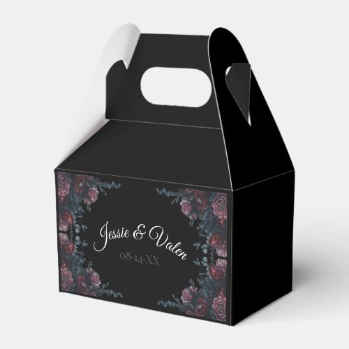 Dark Floral Wedding Gothic Black Elegant Favor Boxes